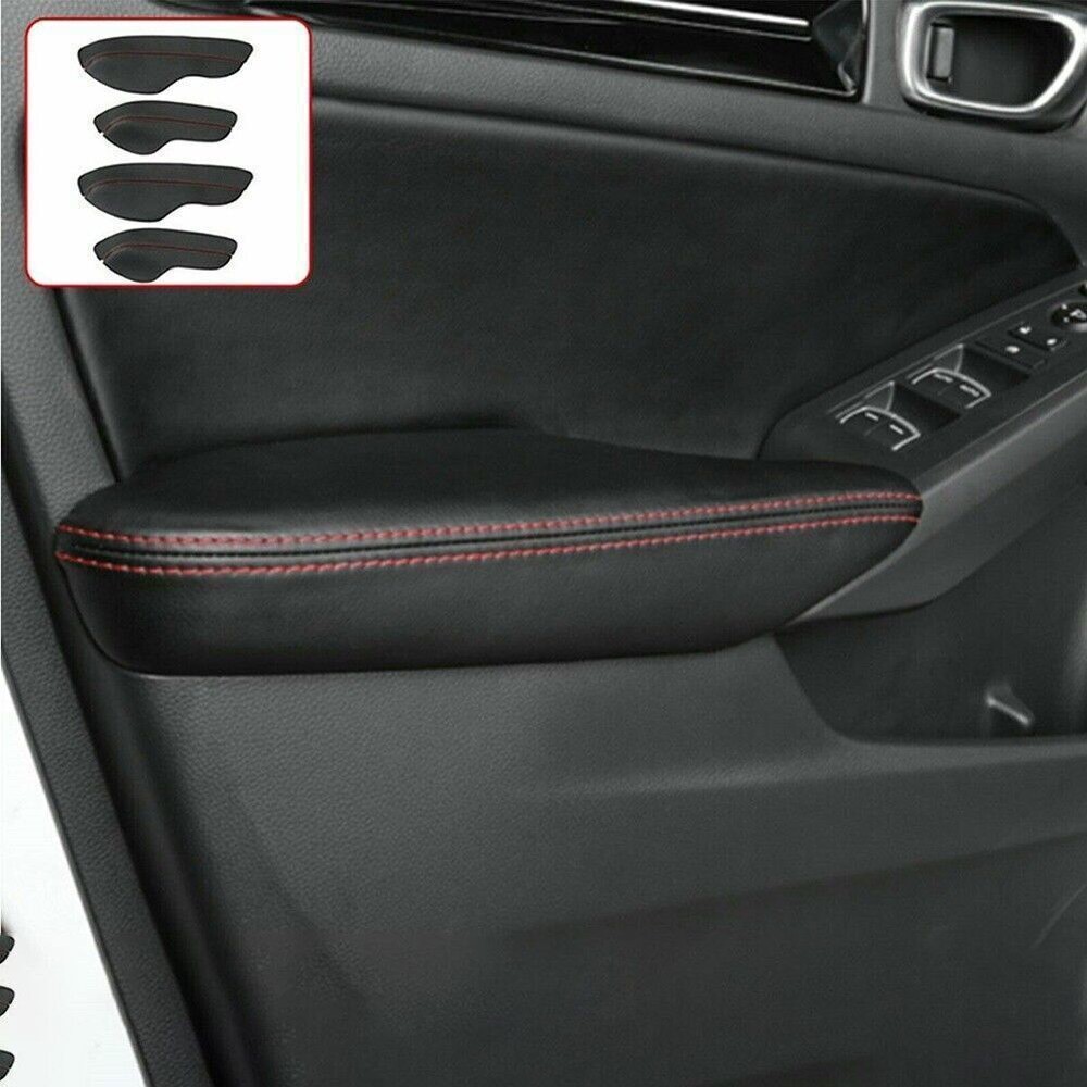 4PCS Leather Door Armrest Cover Trim Accessories for Honda Civic 2022 Red Line