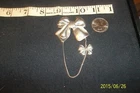 Vintage Sterling Retro Bow Brooch Designer Costume Jewelry dangling