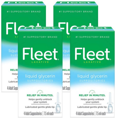 #ad Fleet Liquid Glycerin Suppositories for Adult 7.5 ml Pack of 4 Clear $28.75