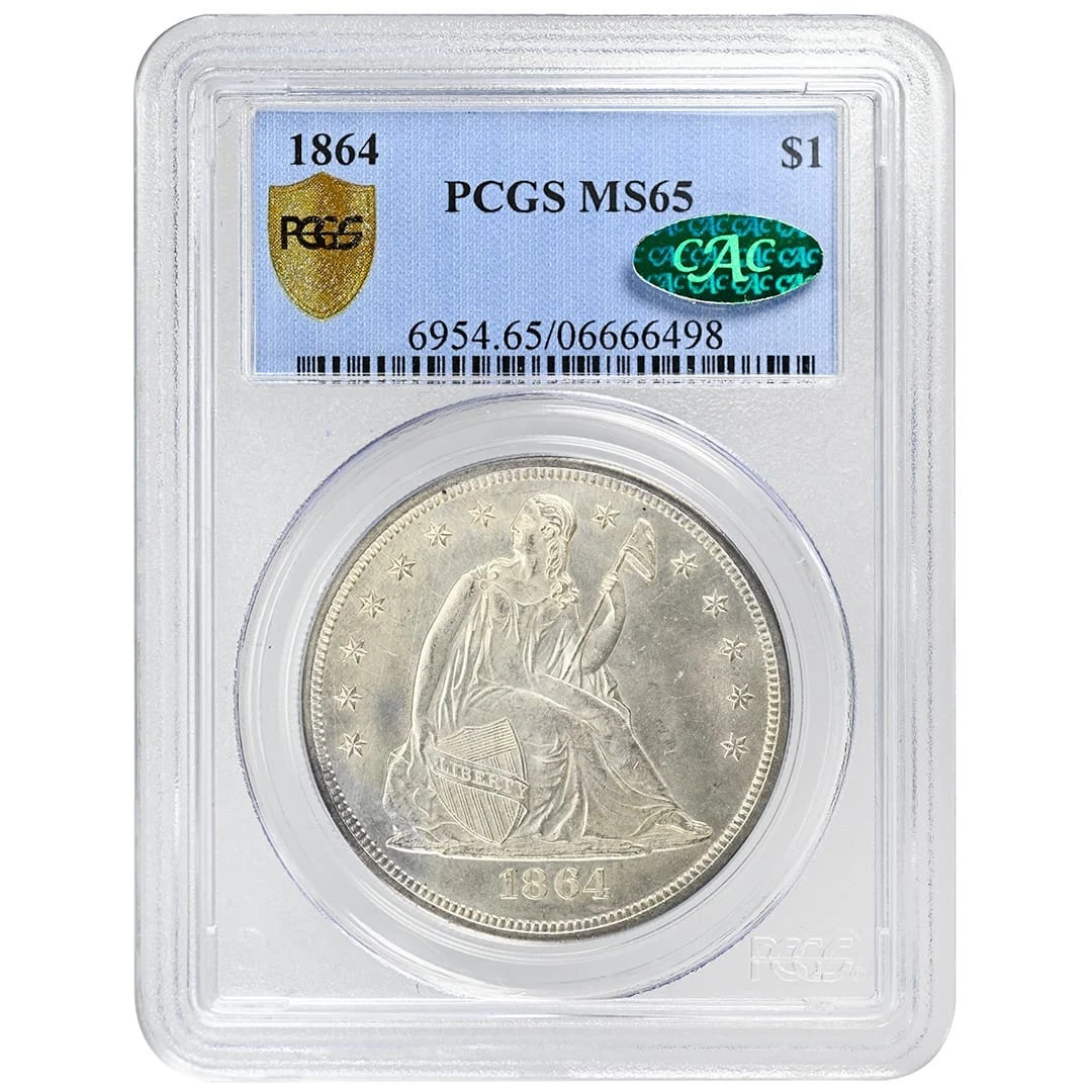 1864 $1 Liberty Seated Dollar PCGS MS65 CAC