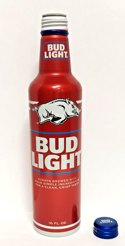 2026 Bud Light - NCAA ARKANSAS RAZORBACKS - EMPTY Aluminum Beer Bottle #504226