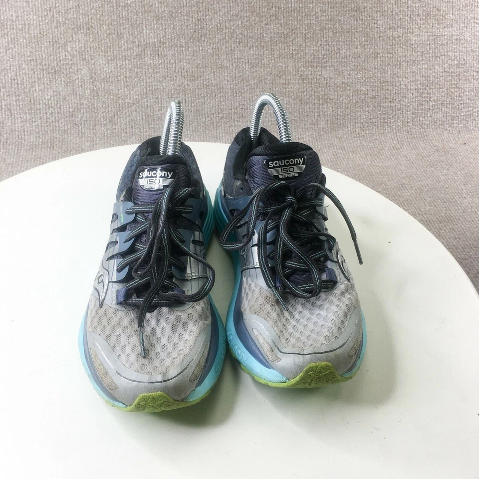 Saucony Triumph ISO Mujer 7 Gris Azul Verde Zapatos para Correr Soporte Acolchado Foto 3 de 4