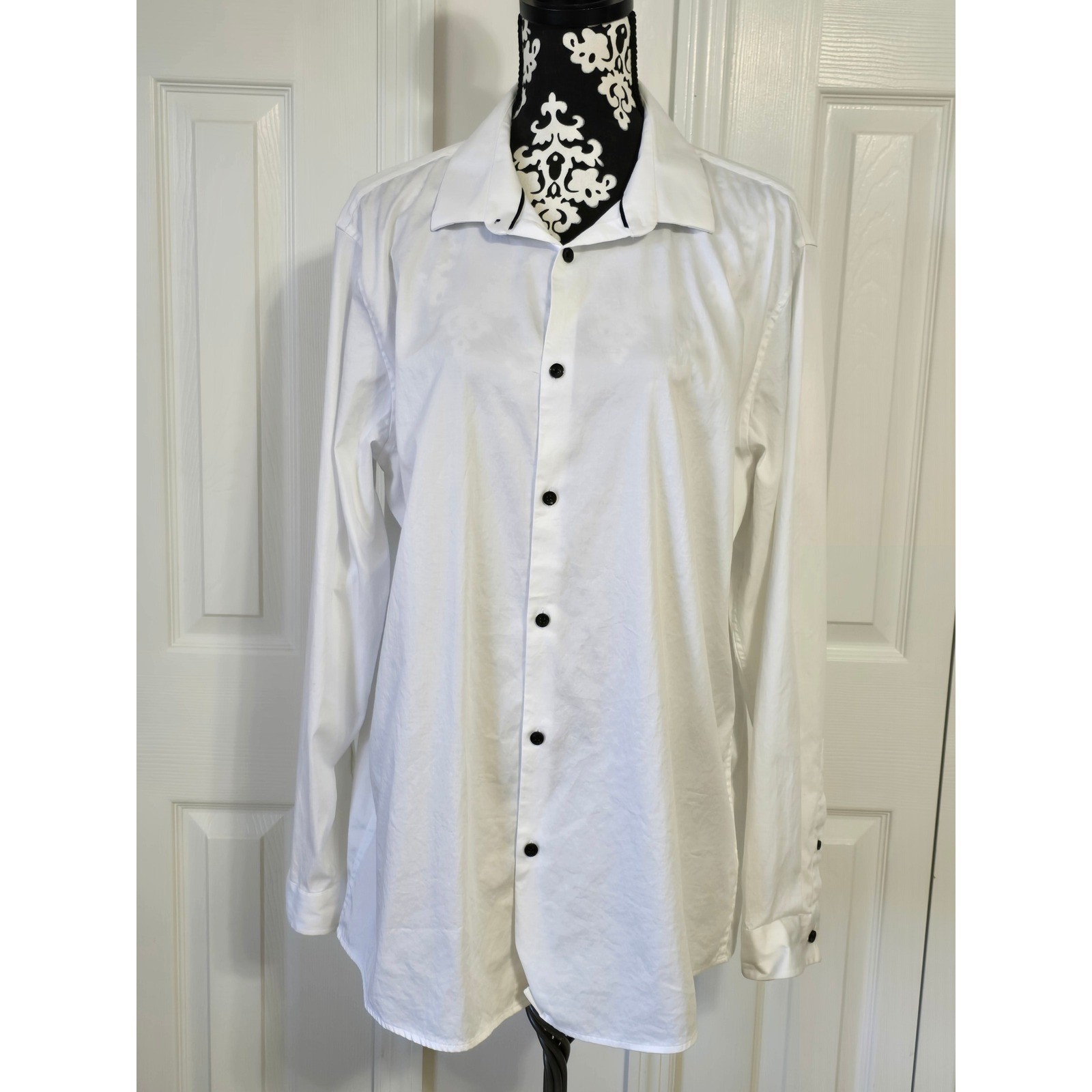 INC International Concepts Mens White Slim Fit Dress Shirt XL Textured Button Up
