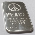 Rare Vintage 1970 YCE Yonkers Mint Peace Sign 1 oz 999 Silver Art Bar - YC1 NICE — photo 7