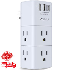 USB Multi Plug Outlet Extender - Surge Protector with Rotating Plug, 6 AC Plug