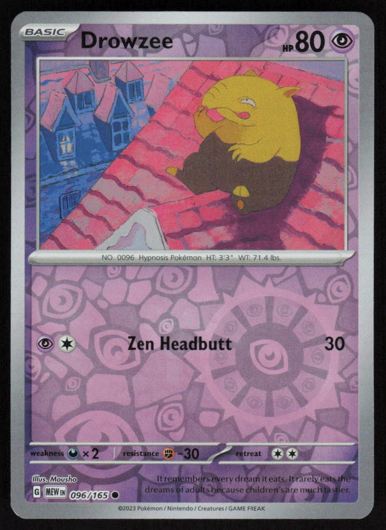 Drowzee 96/165 Reverse Holo: 151 Pokemon TCG Near Mint