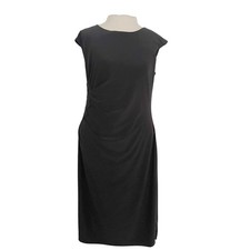 Ronni Nicole Dress Womens 12 Black Stretch Ruched Floral Sheath Classic Chic LBD