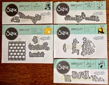 Lot of 5 Sizzix IMPRESSLITS, dies only, open but unused, all by Courtney Chilson