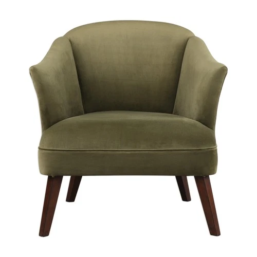 Uttermost 23321 Conroy 30 1/2"W Wood Frame Accent Chair - Olive Velvet - Picture 1 of 6