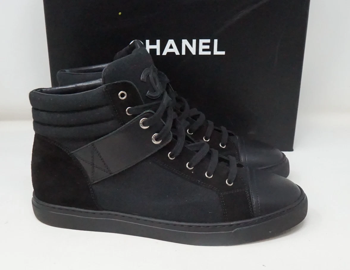 Authentic chanel canvas high top,men, black, size 11,used in good condition. CHANEL | Shoes | Authentic Chanel Canvas High Topmen Black  main image 3