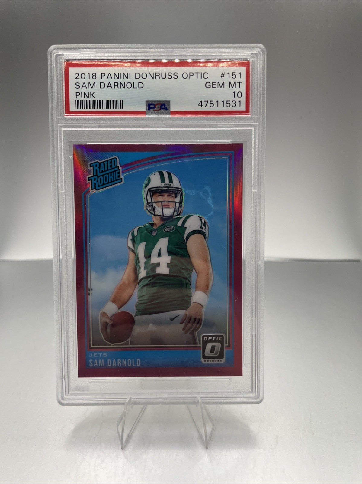 2018 Panini Donruss Optic Sam Darnold Pink Rated Rookie PSA 10 #151