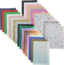 30 Pieces Fine Glitter Chunky Glitter Texture 6X8 Inch Faux Leather Sheets for