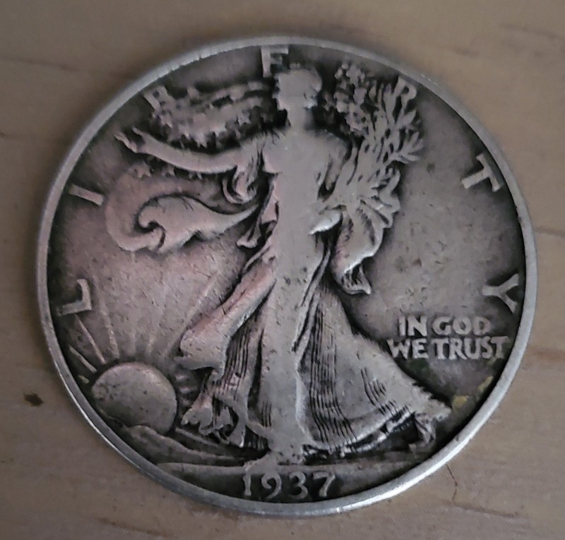 1937 Walking Liberty 50C Philadelphia Silver Half Dollar .900 Business