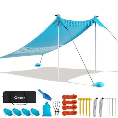 VILLEY 5 Person 8x7FT Beach Tent Sun Shelter Portable Sun Shade Beach Canopy