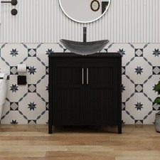 30" Freestanding Bathroom Vanity Set-Vessel Sink, Cabinet Storage & Pop-Up Drain
