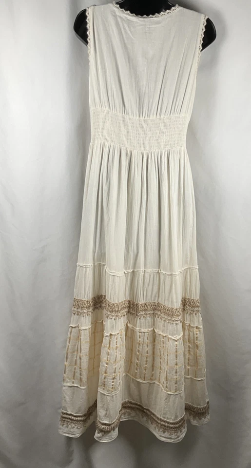 Anthropologie Me 2 Magic Womens Size L Tiered Boho Maxi Cotton Dress Embroider - Image 2 of 4