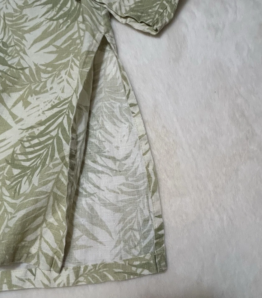Túnica de mezcla de lino con patrón verde salvia M usada en excelente estado Click Foto 4 de 4
