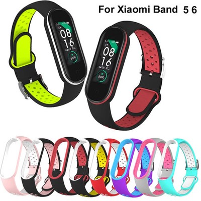 Belt Xiaomi Mi Band 5 6 Two-color Silicone - black gray / For Xiaomi Band 5