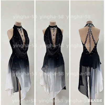 Figure Skating Dress Ice Skating Dress Competition Skating Wear black dyeing