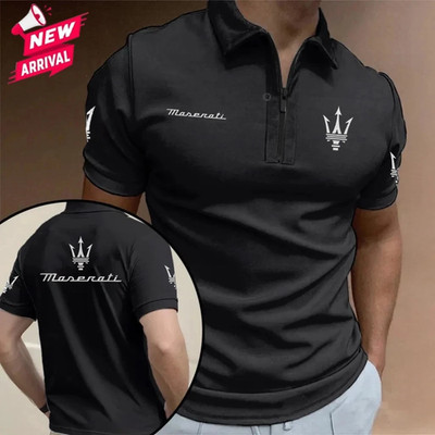 Personalized Name Maserati Racing Black 3D Zip Polo Shirt Men S-5XL