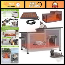 Heated Outdoor Cat House - Insulated Weatherproof Shelter with Heated Pad for 1-