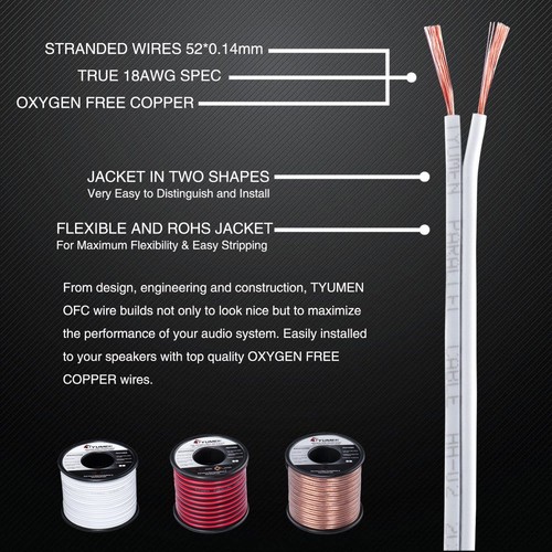 18 AWG Gauge 2 Conductor Stranded 40 FT Roll Speaker Zip Wire Car Home Audio ... - Picture 6 of 6