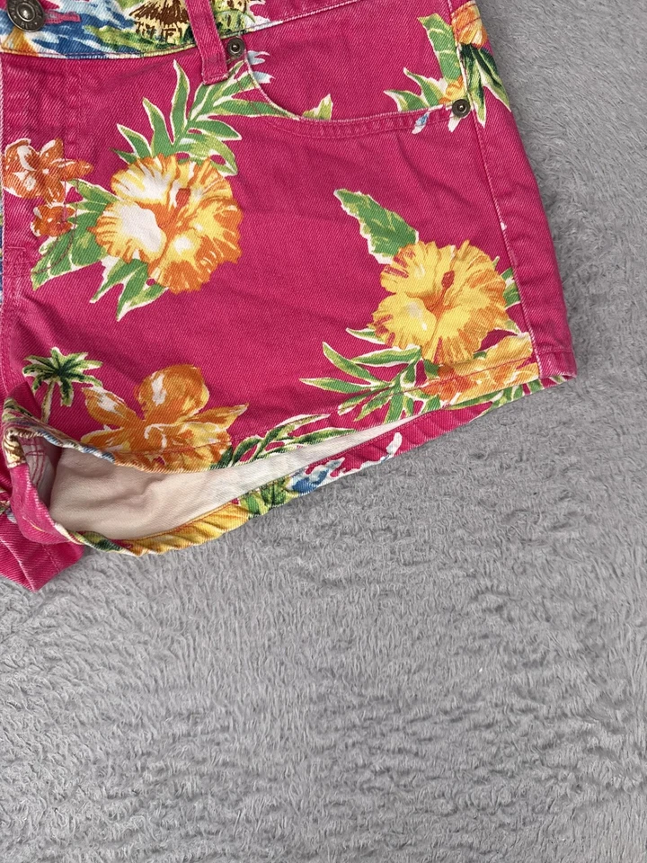 Denim & Supply Ralph Lauren Shorts Womens 32 Pink Floral Hawaiian Print Denim - Image 2 of 4