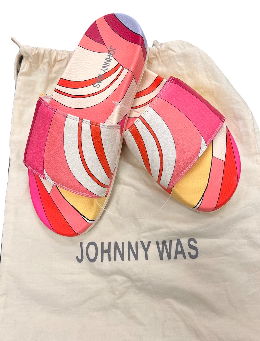 APL Sandalo Johnny Was Rachel May Slide taglia 6 spiaggia piscina mod Groovy con etichetta e sacchetto antipolvere