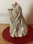 #6. Morkie dog collectibles Figurine Plaster white , red bow 2 & half inch tall — photo 1