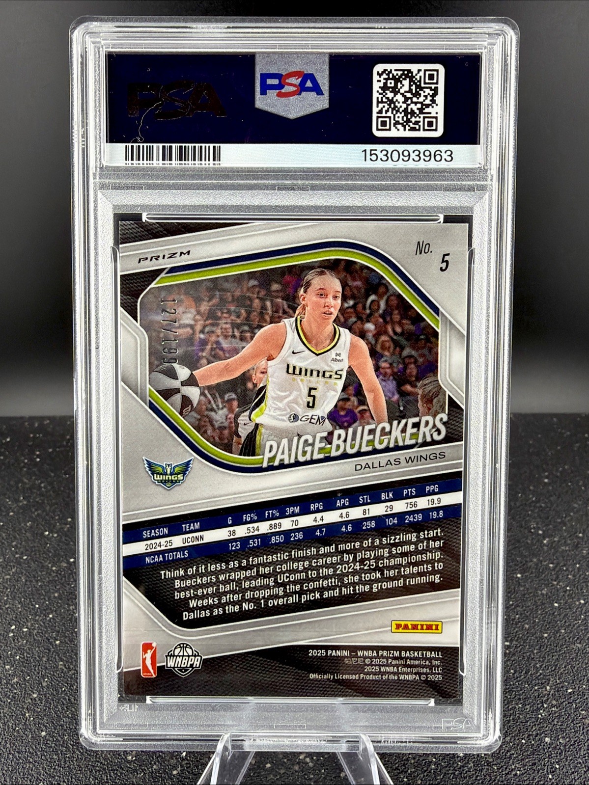 2025 PRIZM WNBA Paige Bueckers #5 Red Pandora /199 PSA 9 view 2