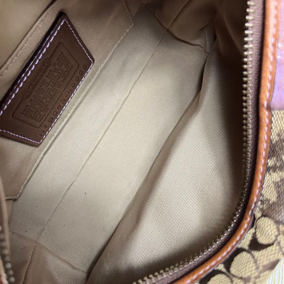 COACH Patchwork Accessory Pouch Handbag Beige Can… - image 8