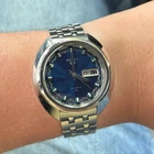 Seiko Automatic 23 Jewels Blue Sunburst Dial Vintage Men's Stainless Steel Watch