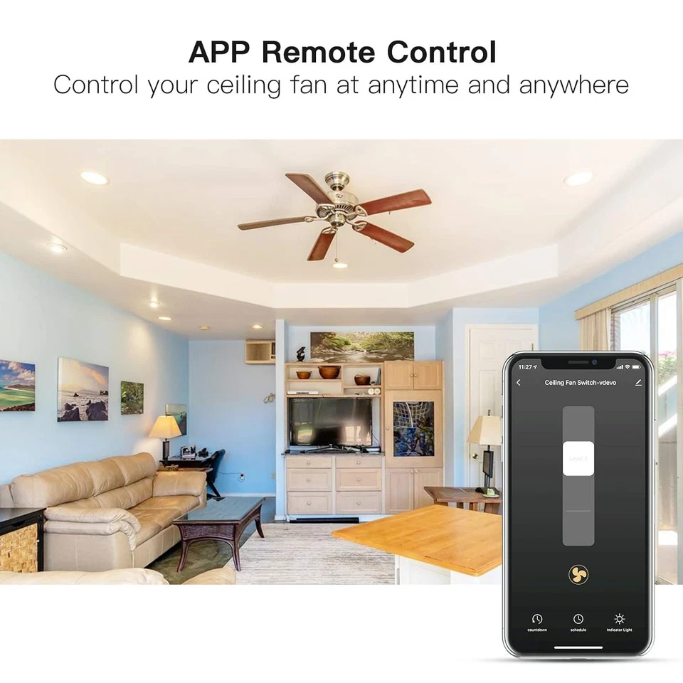 2Pack Smart Ceiling Fan Control ,Works with Alexa, Google Home, Remote Control - Image 3 of 4