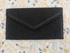 Vintage Walborg Fully Beaded Black Clutch Purse, Formal Wear 8" x 4.5" Nice