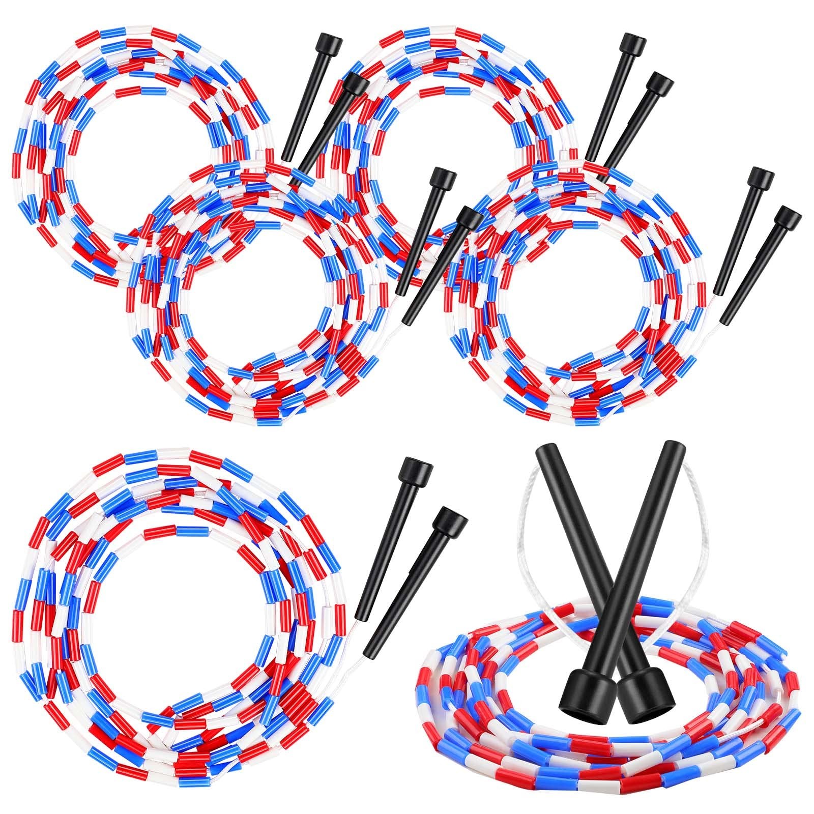 3 Pcs 16-foot Double Dutch Jump Ropes Bulk Segmented Skipping Colorful Beaded...
