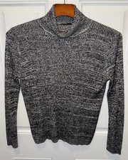 Sag Harbor Womens Knit Acrylic LS Heather Gray Turtleneck Sweater Petite Medium
