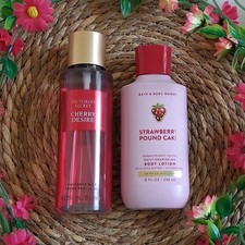Victoria  s Secret Cherry Desire Mist 8.4oz  BBW Strawberry Pound Cake Lotion