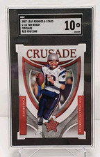 TOM BRADY 2007 LEAF ROOKIES & STARS CRUSADE RED C-10 SGC 10 /1000