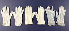 3 Pairs of Vintage White Short Formal Dress Up Ladies Girl Gloves