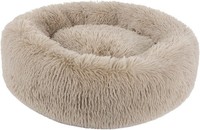 Hundebett Rund Flauschig Waschbar PlüSch Donut 60 Cm FüR Hunde Katzen Braun