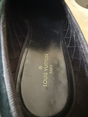 EUC Louis Vuitton GREEN VELVET GOLD WINGS LOAFERS UK size 10.5 US