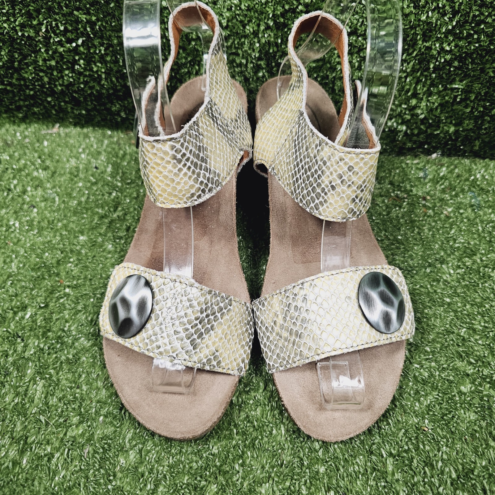 Taos Carousel 2 Python Snake Print Leather Wedge … - image 2