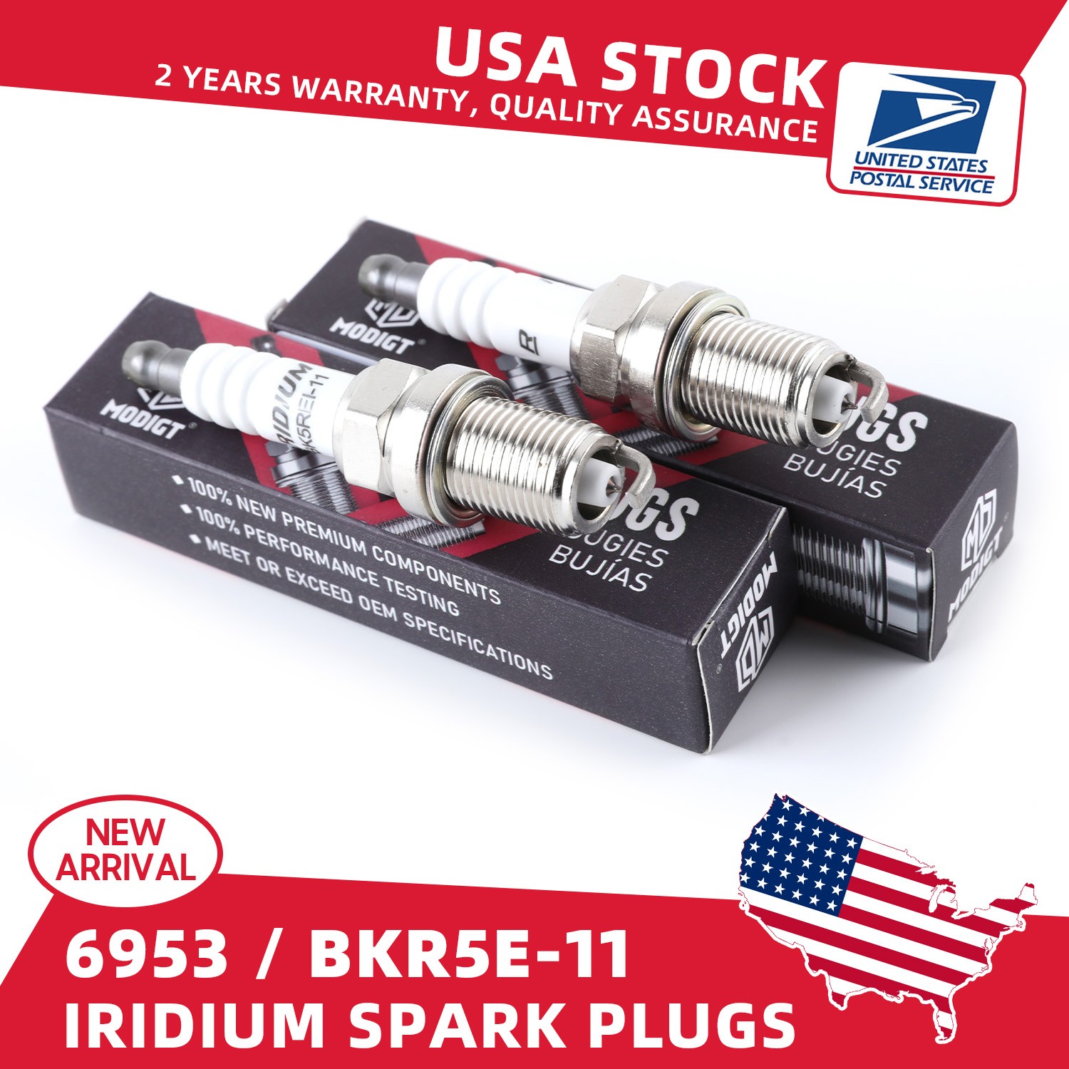 For NGK Iridium Spark Plugs 2pcs BKR5E-11 #6953 Chevy/Pontiac/Toyota/Acura/Ford