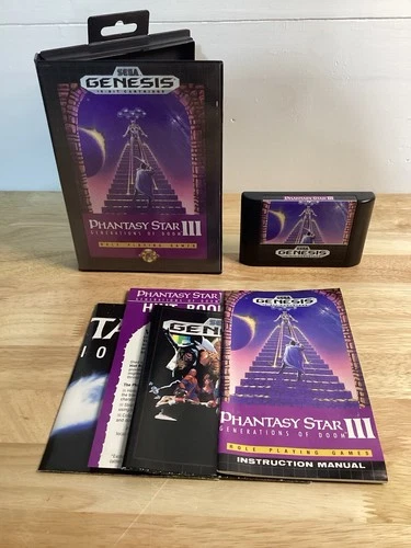 Phantasy Star III Generations Of Doom Sega Genesis CIB w/ All Inserts TESTED