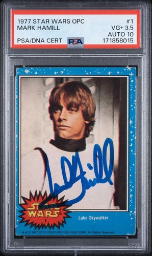1977 OPC Star Wars #1 Luke Skywalker — AUTH (grade unconfirmed)