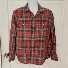 Polo Ralph Lauren Pearl Snap Western Shirt Mens Large Country Flannel Plaid