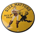 Vintage Browning Rifles Sign - Size Matters Deer Hunting Guns Porcelain Gas Sign
