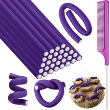 30 Pcs 7'' Flexible Curling Rods Twist Foam Hair Rollers Soft Foam No Heat Ha...