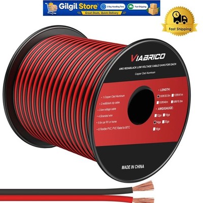 Flexible 100FT DC Electrical Wire 14AWG - Red & Black for Easy Hookup Solutions