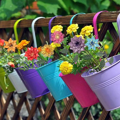 YEAHOME Decorazione Giardino per Esterno, Confezione da 6 Pali Fiori Colorati  - Foto 6 di 7